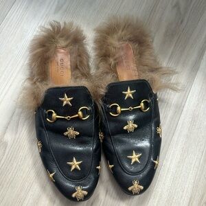Gucci princestown slides - Bee print/lamb wool